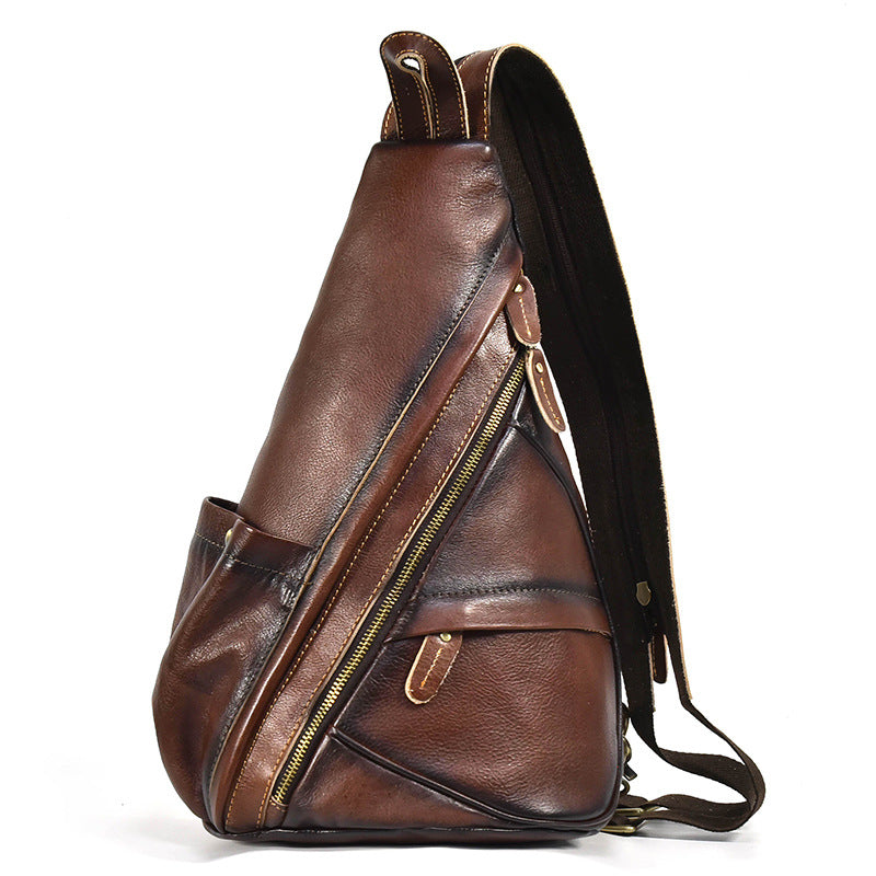 Men's Classy Vintage Leather Vegetable Tanned Men's Chest Bags
