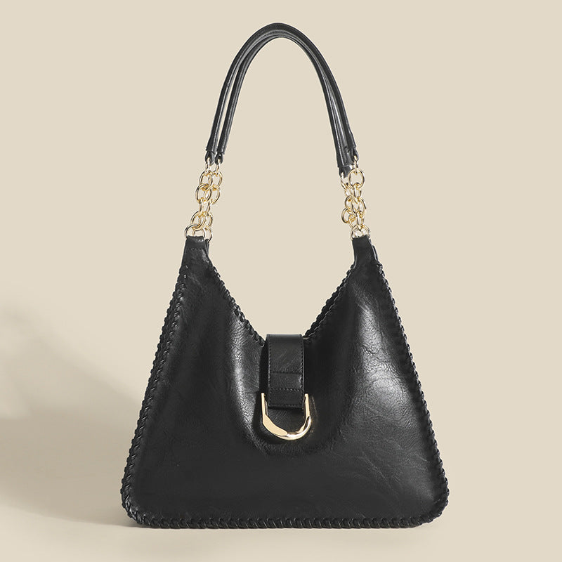 Women's Vintage Weave Soft Leather Underarm Mother Shoulder Bags