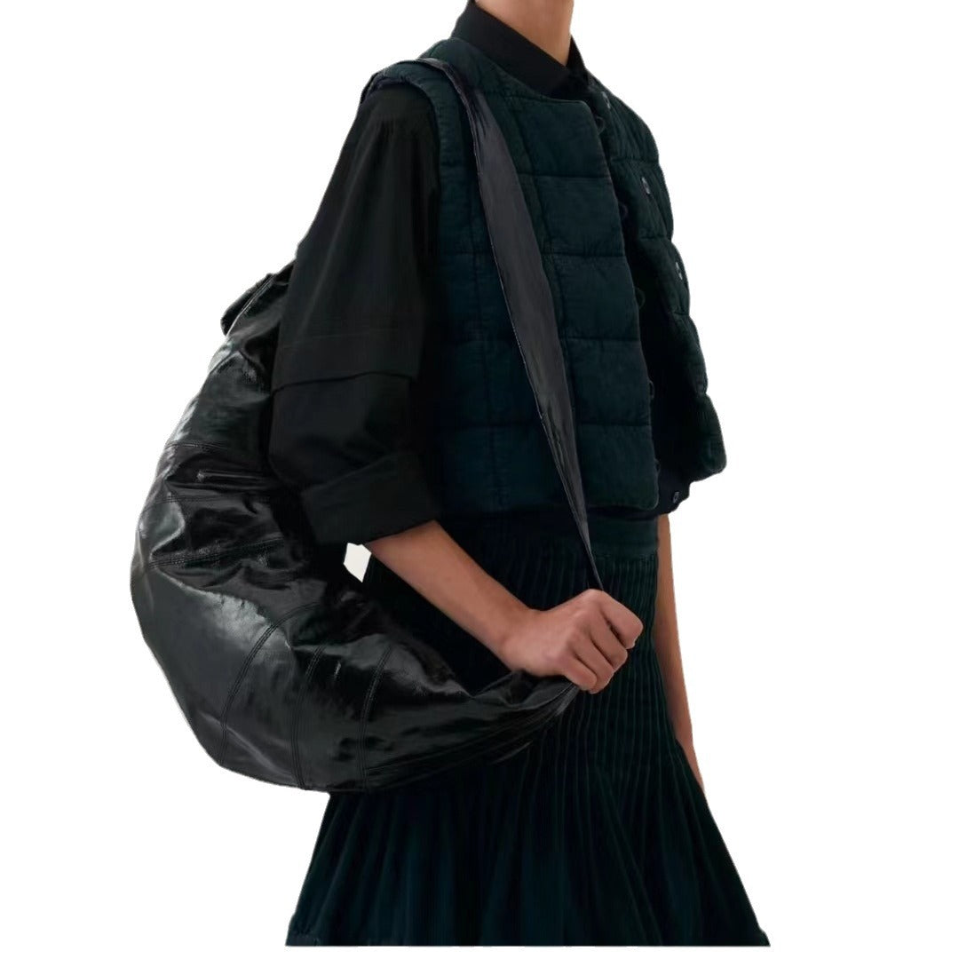 Croissant Design Tribute Texture Genuine Leather Crossbody Bags
