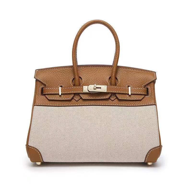 Women's Summer Prepuce With Canvas Contrast Color Handbags