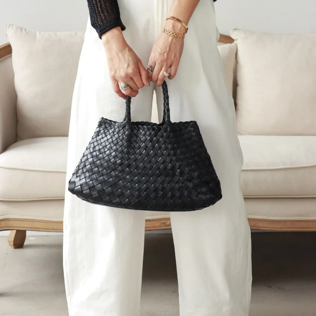 Women's Retro Hand-woven Niche Vegetable Basket Large Handbags