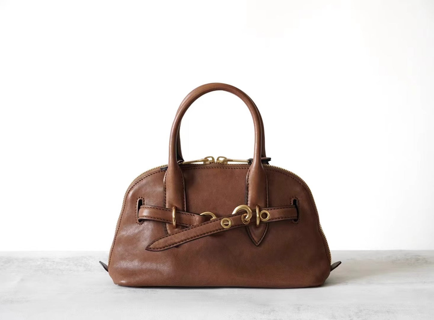 Spring Imported Vegetable Tanned Sheepskin Bowling Handbags