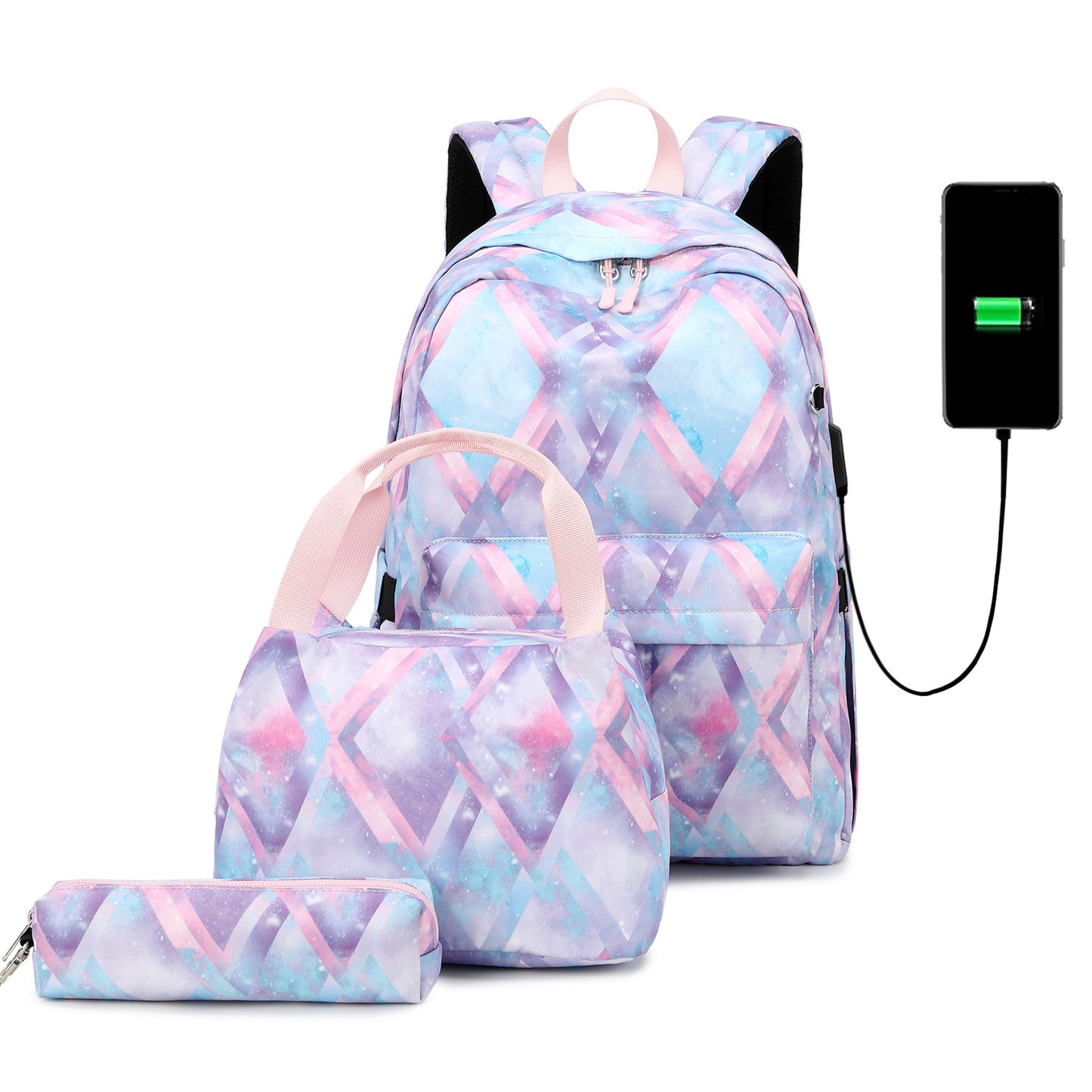 Women's Printed Three-piece Computer Nordic Style Backpacks