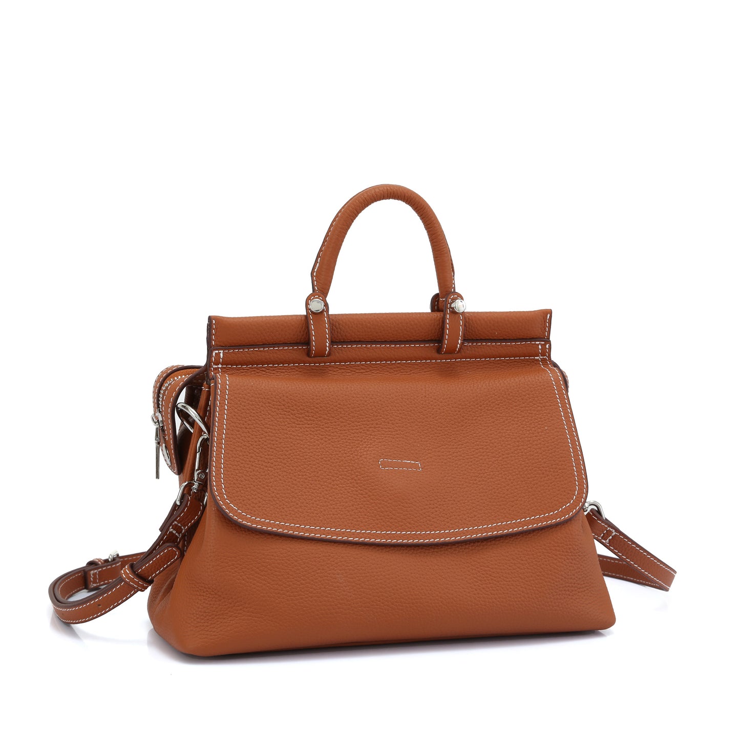 Women's First Layer Cowhide Oblique Simple High-grade Car White Handbags