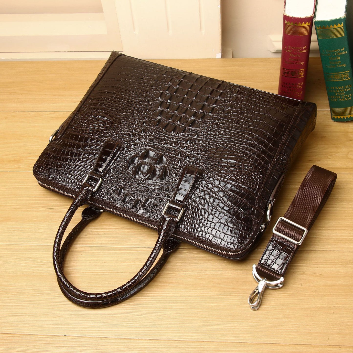 Men's Crocodile Pattern Business One Computer Men's Handbags