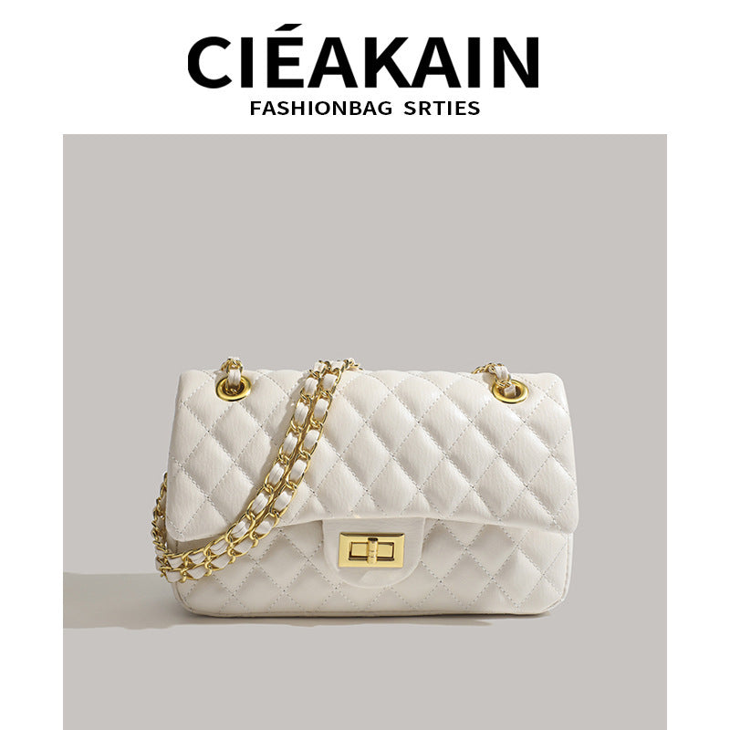 Women's Design Diamond Pattern Chain Korean Fashionable Shoulder Bags