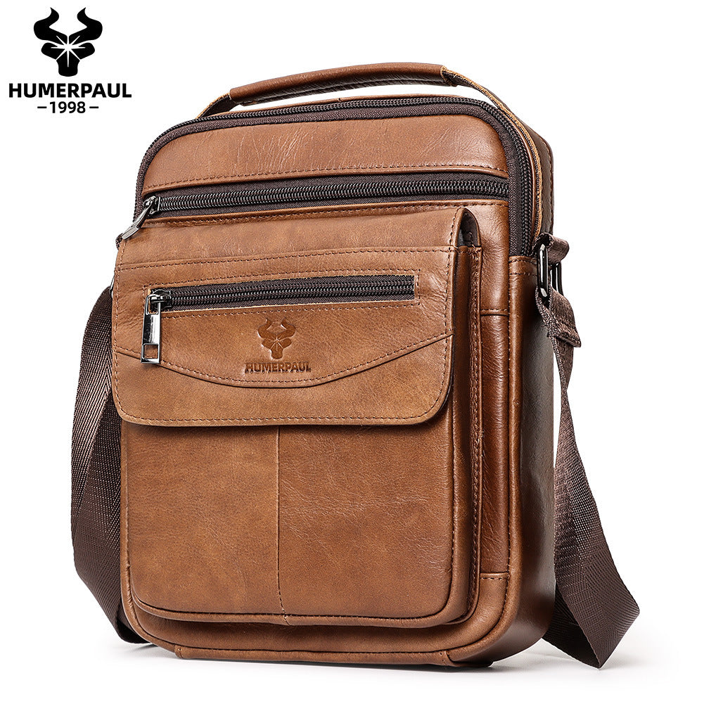 Men's Paul First Layer Cowhide Leather Vertical Men's Shoulder Bags