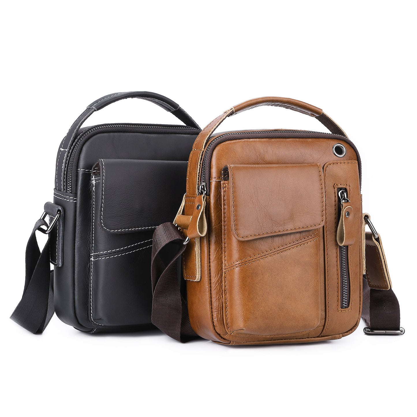 Men's Leather First Layer Cowhide Fashion Cattle Men's Messenger Bags