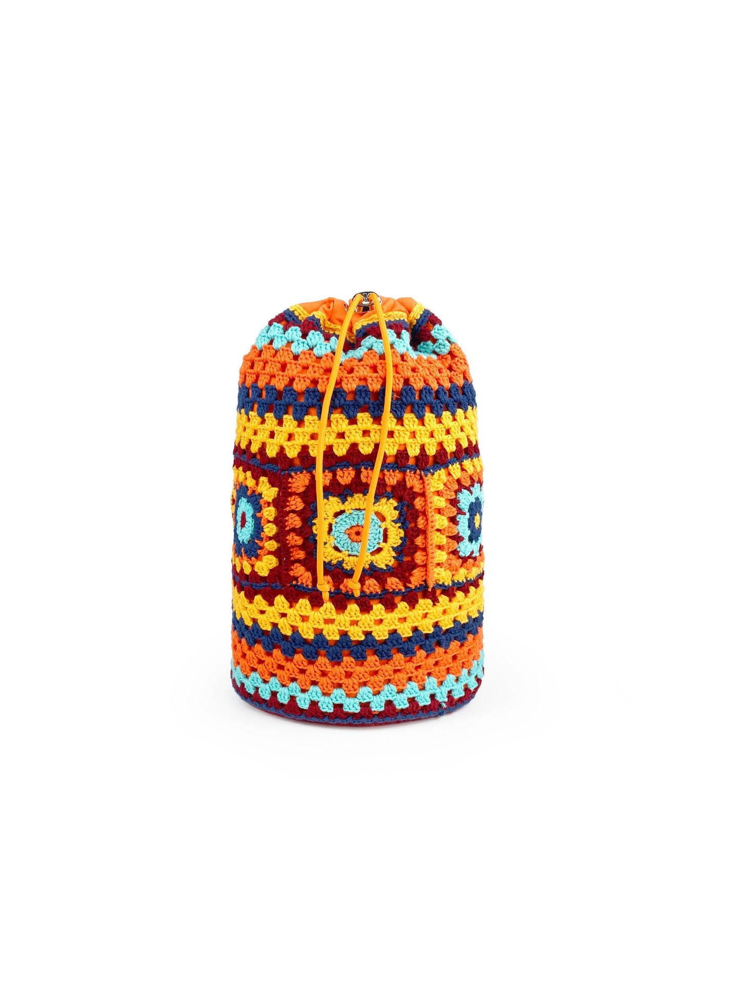 Fashion Drawstring Contrast Color Grandma Woven Crossbody Bags