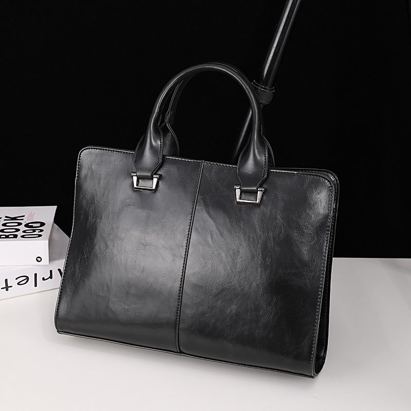 Men's Crazy Horse Leather Retro Commuter Large Capacity Men's Briefcases