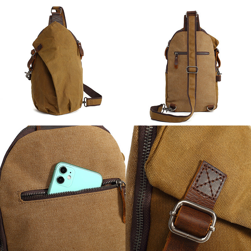Men's Retro Versatile Convenient Waterproof Waxed Canvas Men's Shoulder Bags