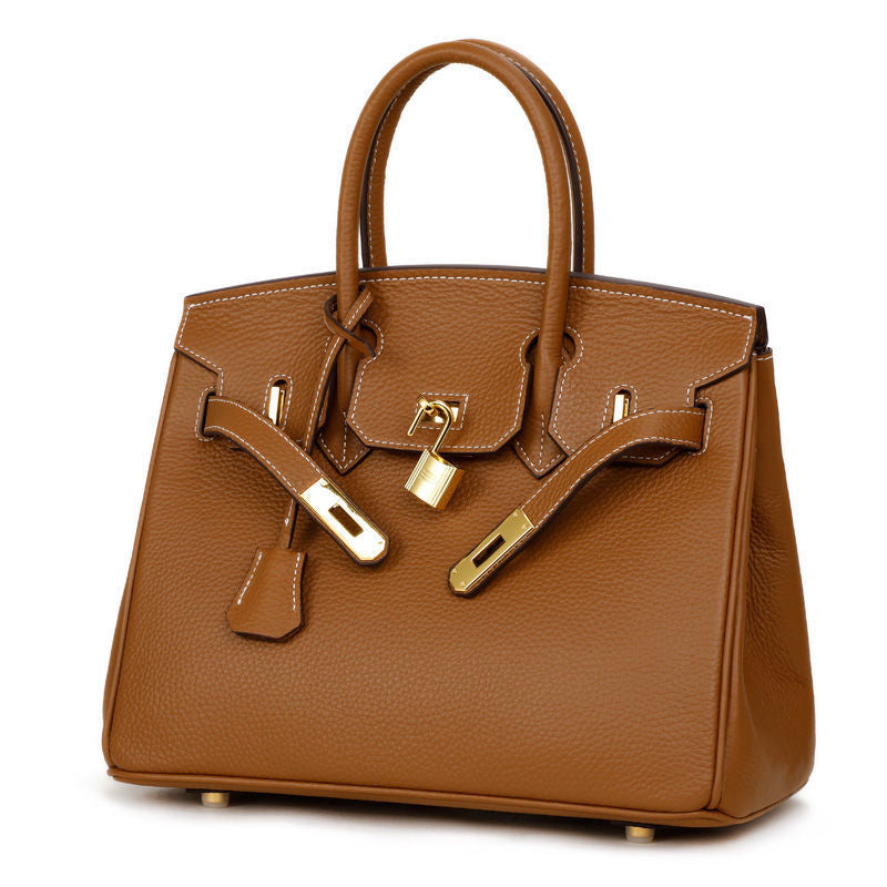 Women's Pattern First Layer Cowhide Elegant Portable Handbags