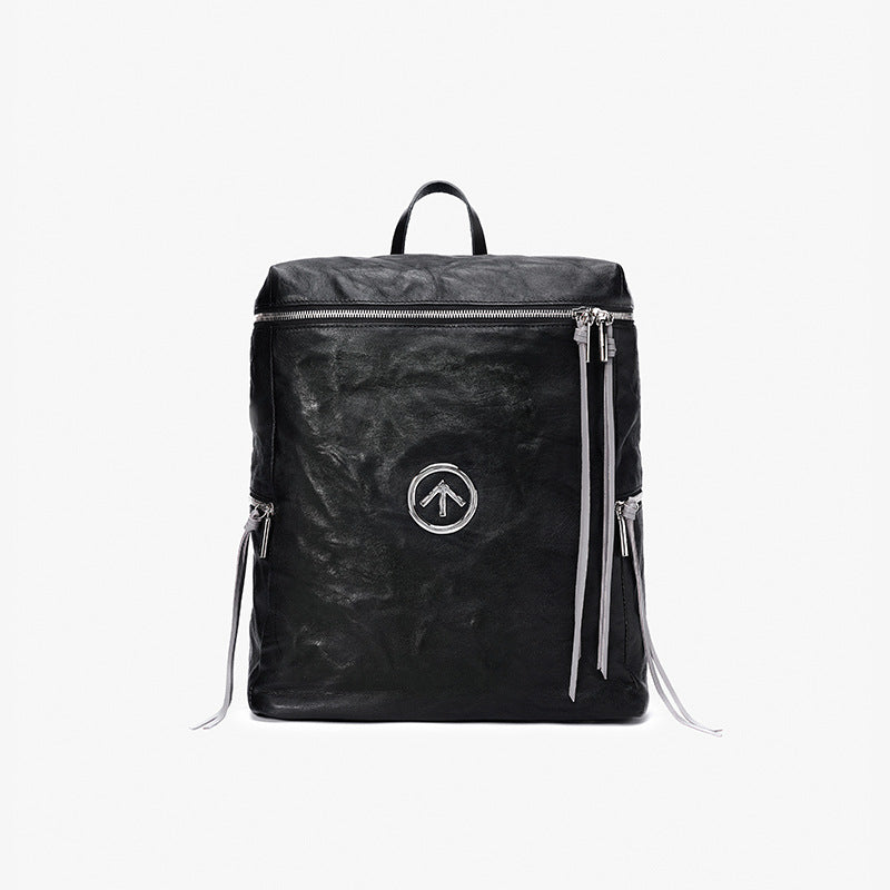 Stone Pleated Sheepskin Large Soft Leather Backpacks