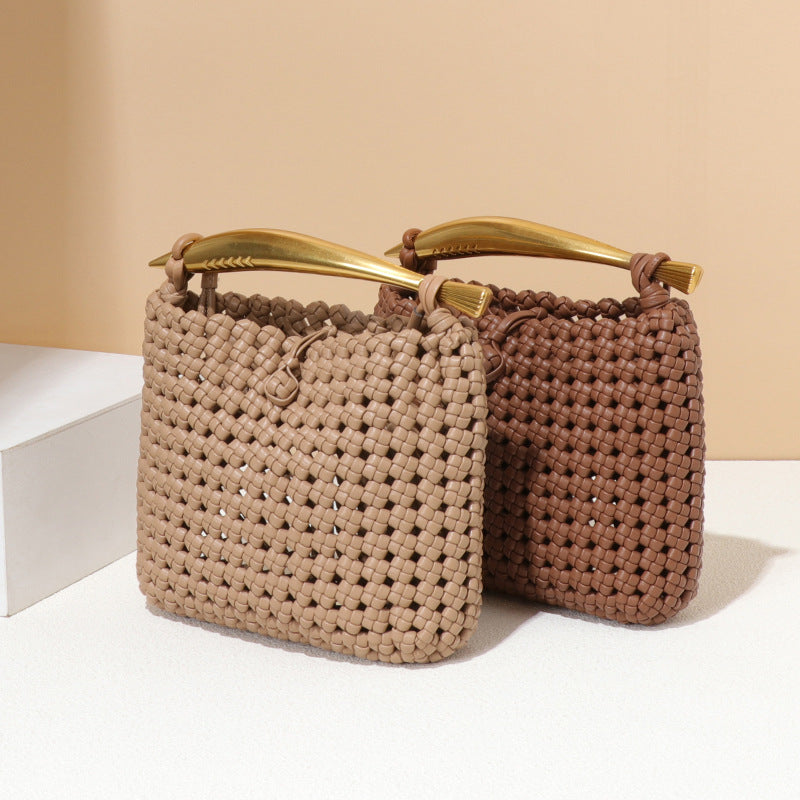 Women's Sardine Weaving Hollow Hand Carrying Woven Small Square Bags