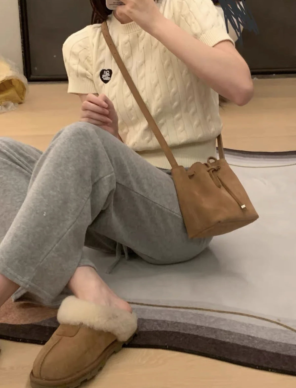 Soo Lin Genuine Leather Drawstring Versatile Bucket Bags