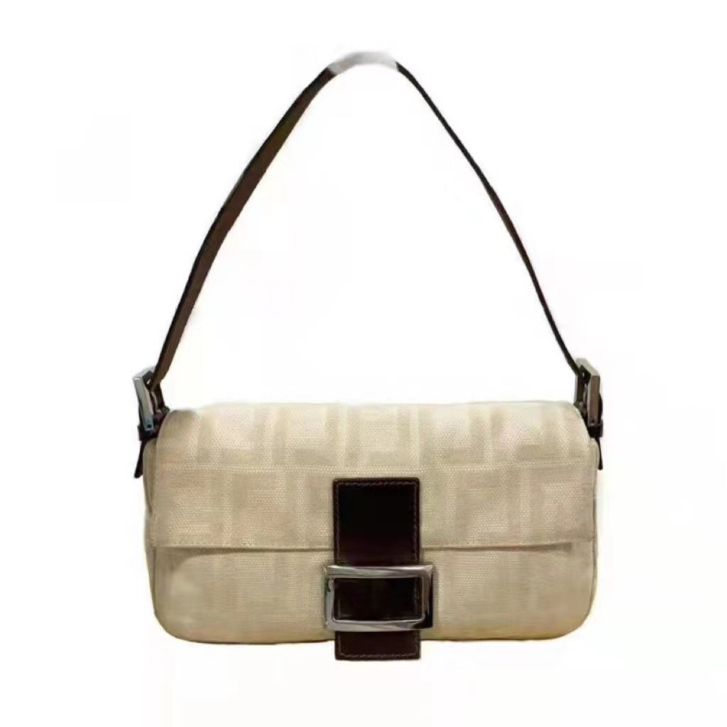 Cream Baguette Vegetable Tanned Leather Retro Bags