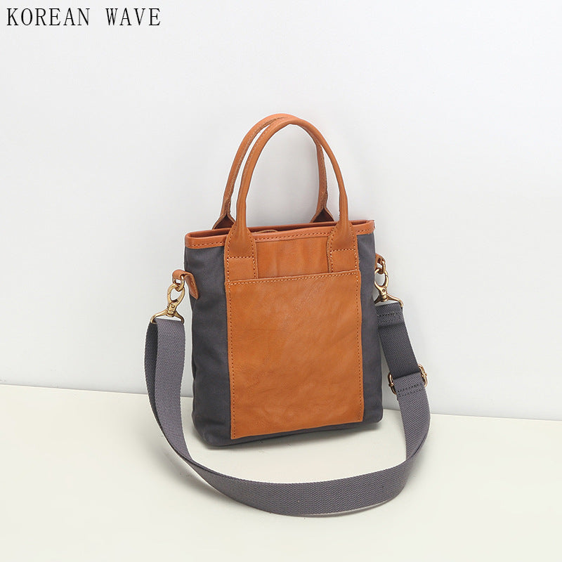 Women's Design Canvas With Leather Daily Commuter Small Square Bags