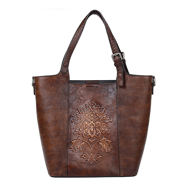 Women's Top Layer Leather Retro Chinese Style Crossbody Bags