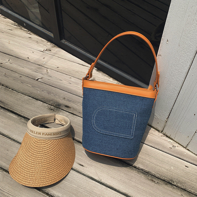 Women's Fashion Stitching Denim Canvas Retro Shoulder Bags