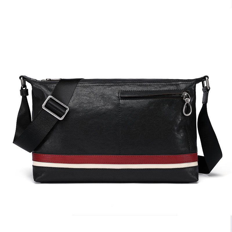 Men's Single Leather Vertical First Layer Cowhide Large Men's Shoulder Bags