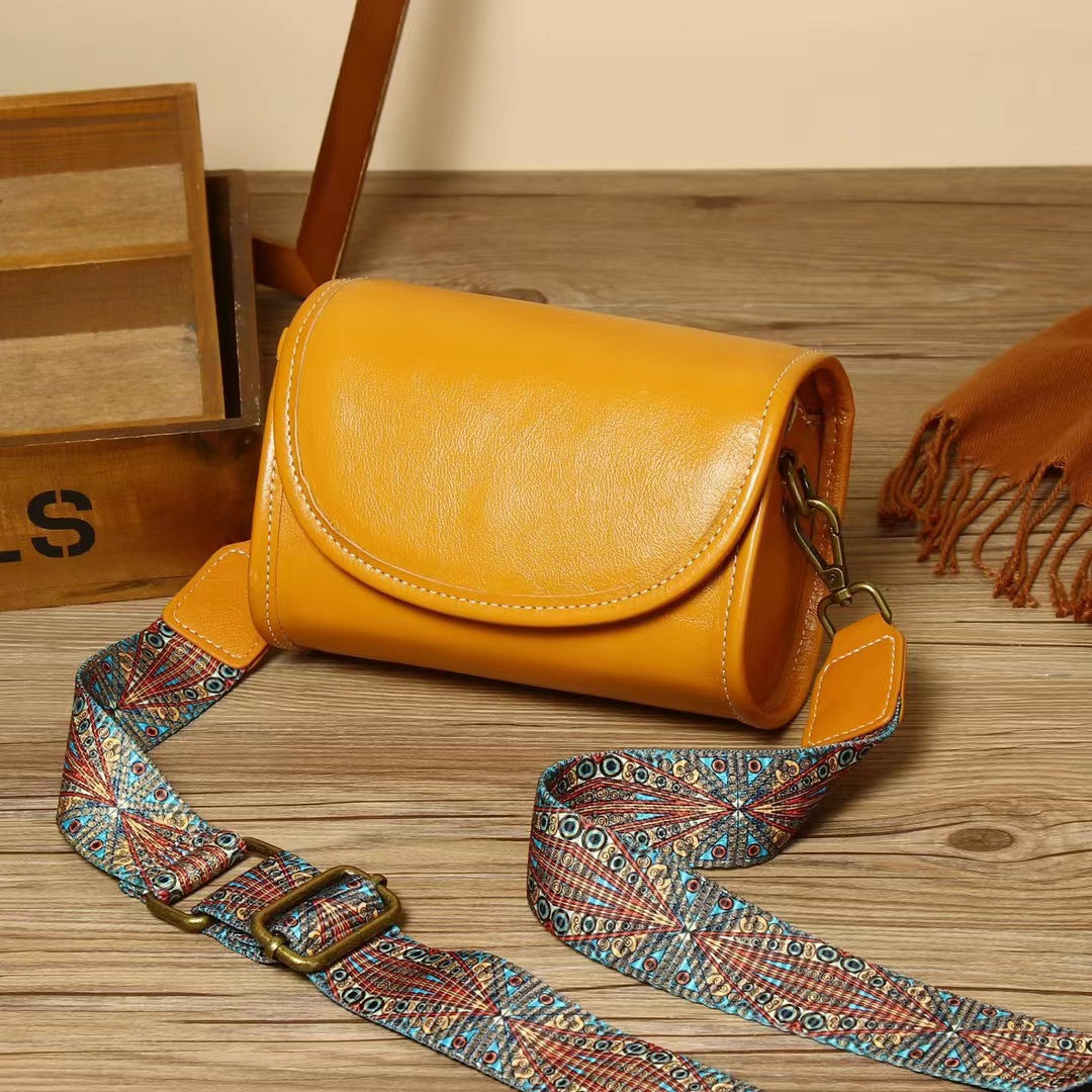 Women's Autumn Genuine Leather Retro Vegetable Tanning Crossbody Bags