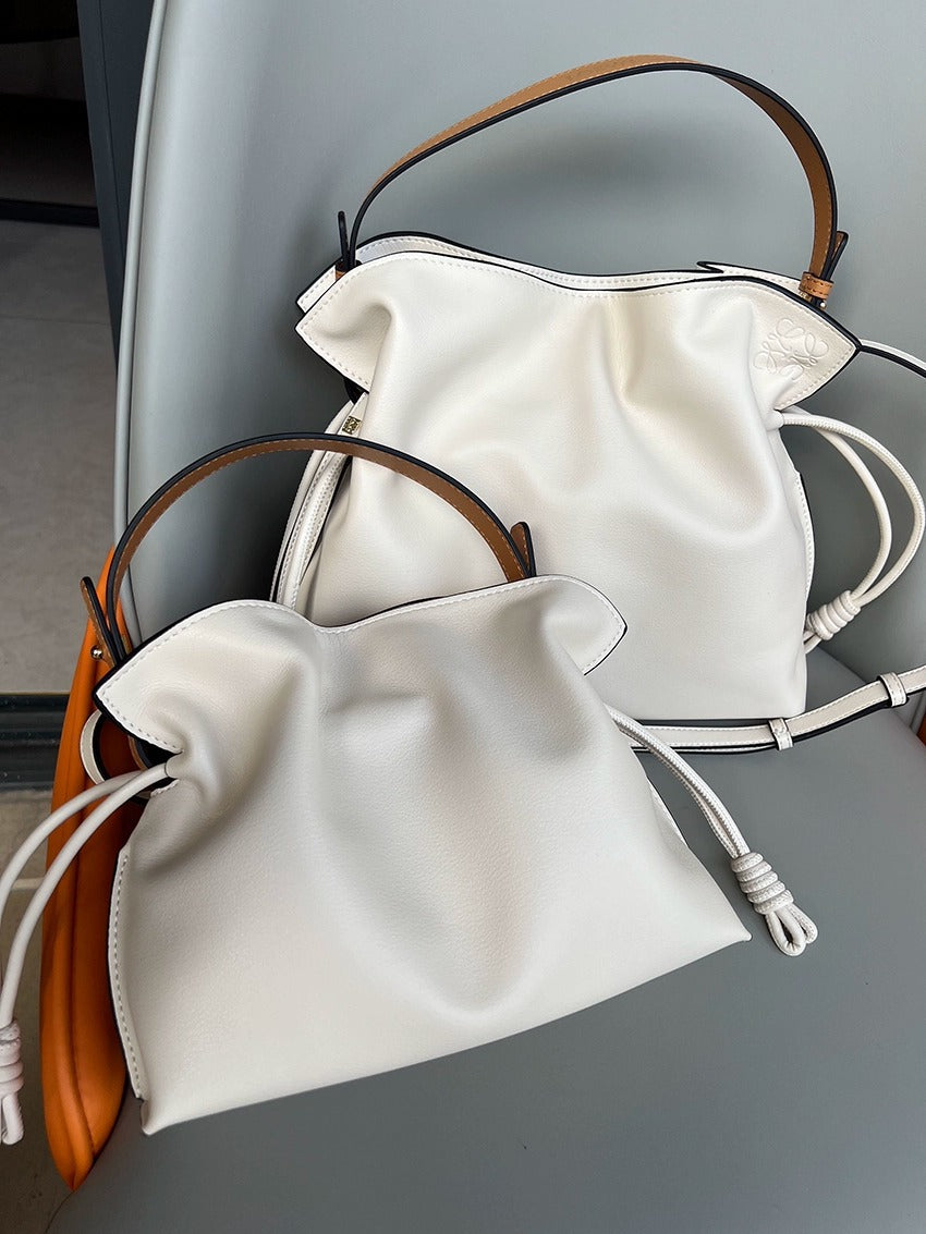 Women's High-grade Lucky Drawstring Mi Soft Leather Bucket Bags