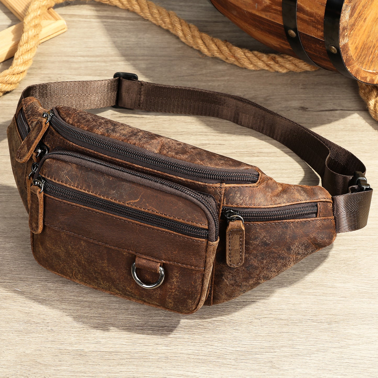 Men's Sheepskin Mobile Leather Leisure Slanted Men's Waist Packs