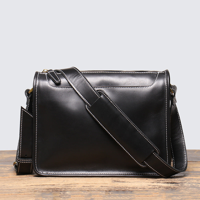 Men's First Layer Cowhide Handmade Crazy Horse Leather Men's Shoulder Bags