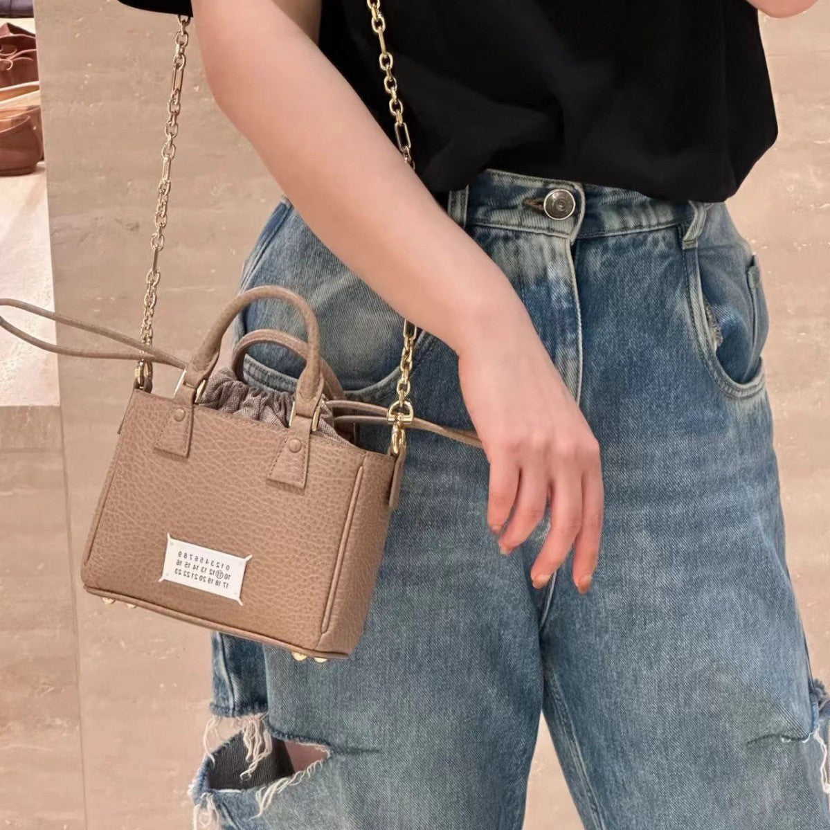 Women's Fashionable Design Genuine Leather Vegetable Basket Bucket Bags