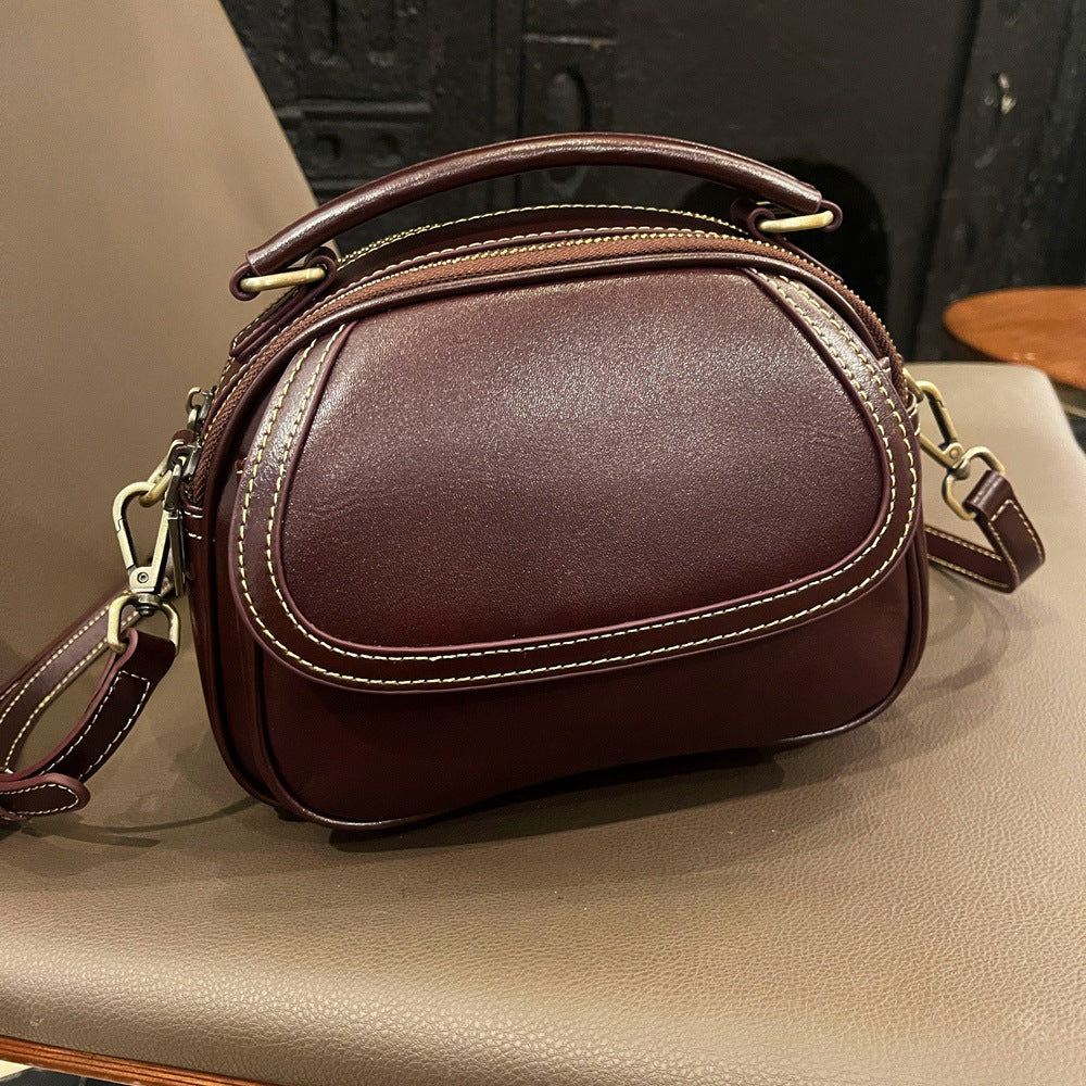 Women's First Layer Cowhide Round Live Broadcast Crossbody Bags