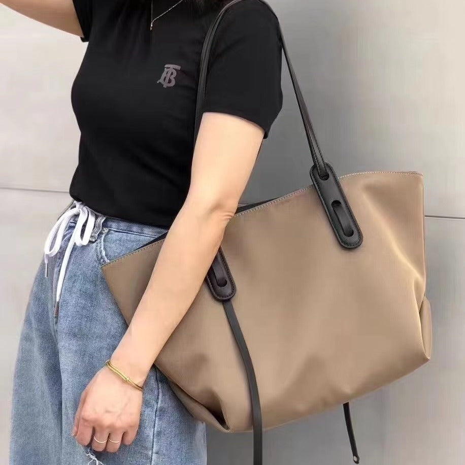 Women's Leather With Oxford Cloth Large Capacity Tote Bags