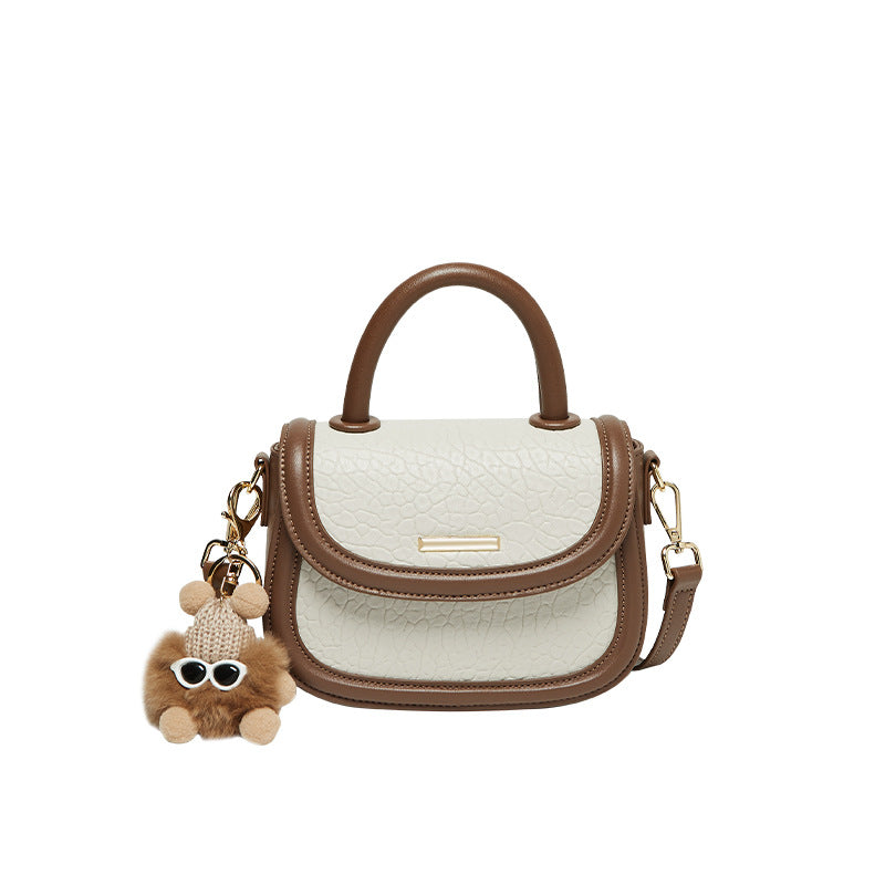 Women's Contrast Color Saddle Genuine Leather Handbags