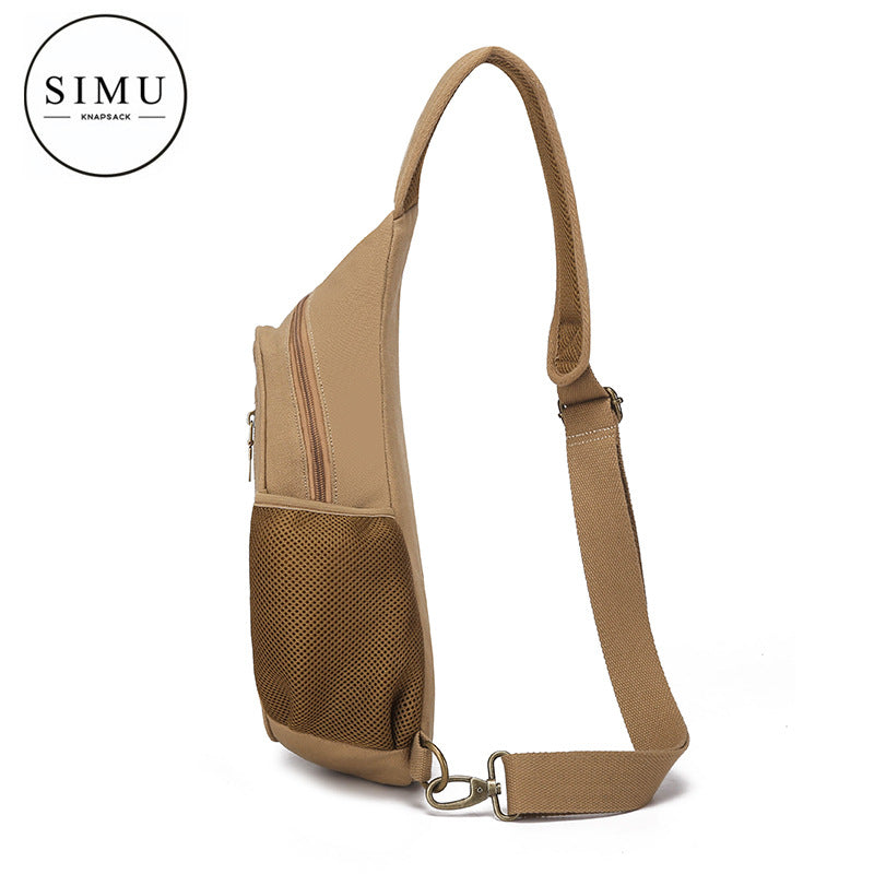 Men's Canvas Trendy Korean Style Retro Riding Men's Chest Bags
