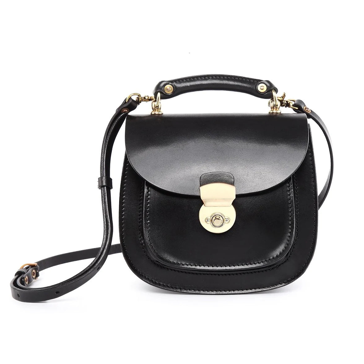 Women's High Sense Design Genuine Leather Solid Color Shoulder Bags