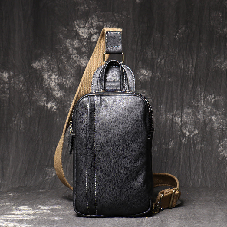 Women's & Men's & Trendy Cool Oil Leather Genuine Large Men's Chest Bags