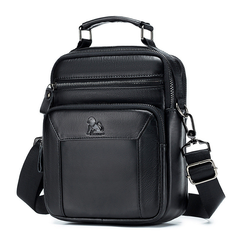 Men's Old Lion Cowhide Fashion Vertical Toe Cap Men's Shoulder Bags