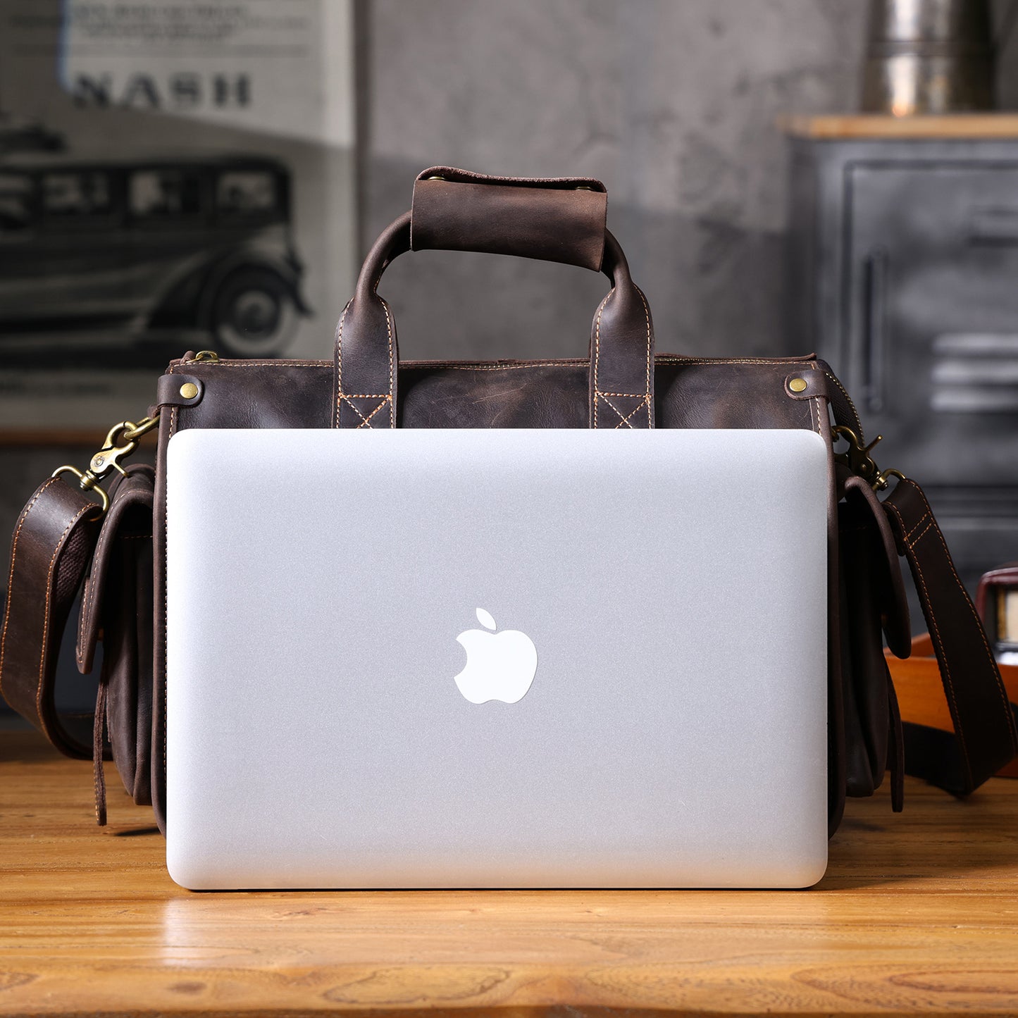 Men's Simple Retro First Layer Cowhide Crazy Men's Briefcases