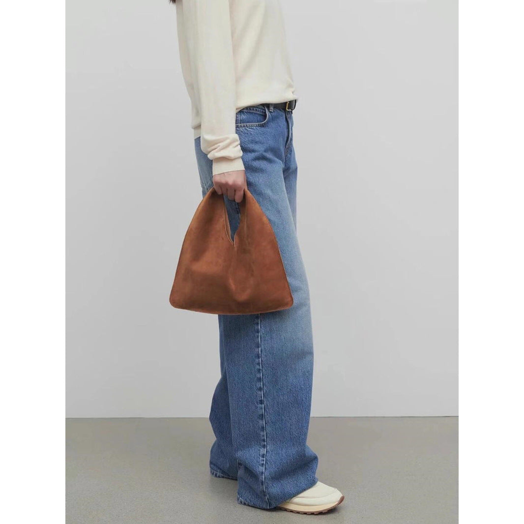 Matte Cowhide Triangle Size Wrist Fashionable Shoulder Bags
