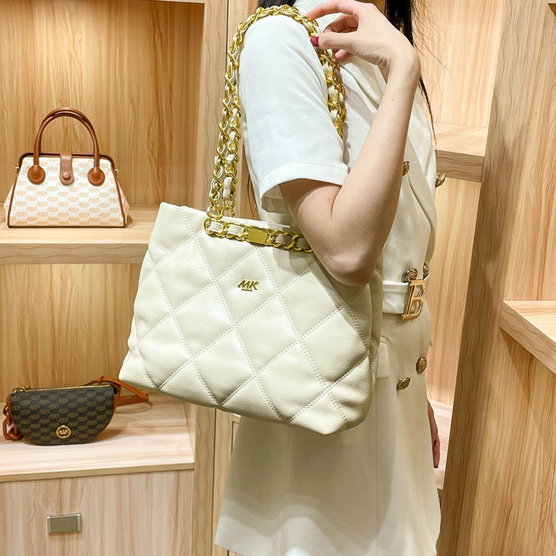 Women's Gift Genuine Leather Classic Style Rhombus Shoulder Bags