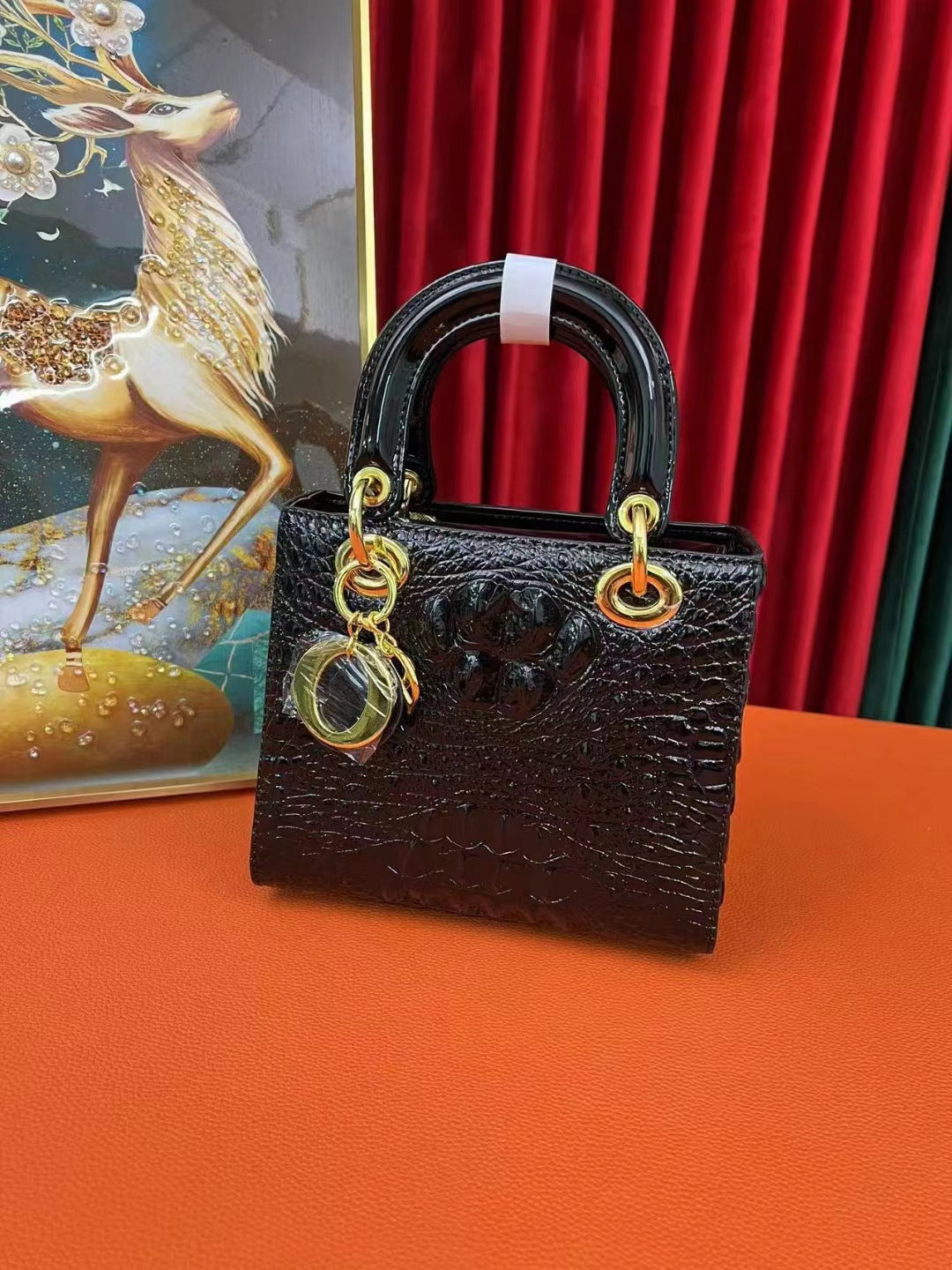 Women's Pattern Genuine Leather Glossy Diana Bride Handbags