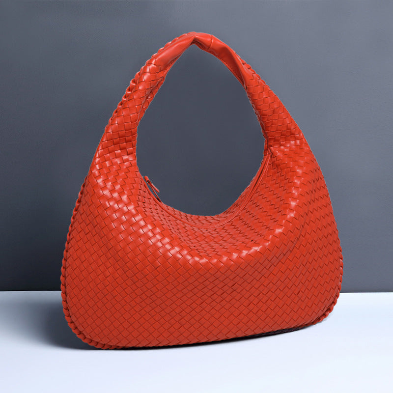 Women's Crescent Woven Large Capacity Simple Croissant Armpit Bags
