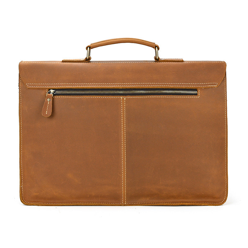 Men's Crazy Horse Leather Vintage Business Trip Men's Briefcases