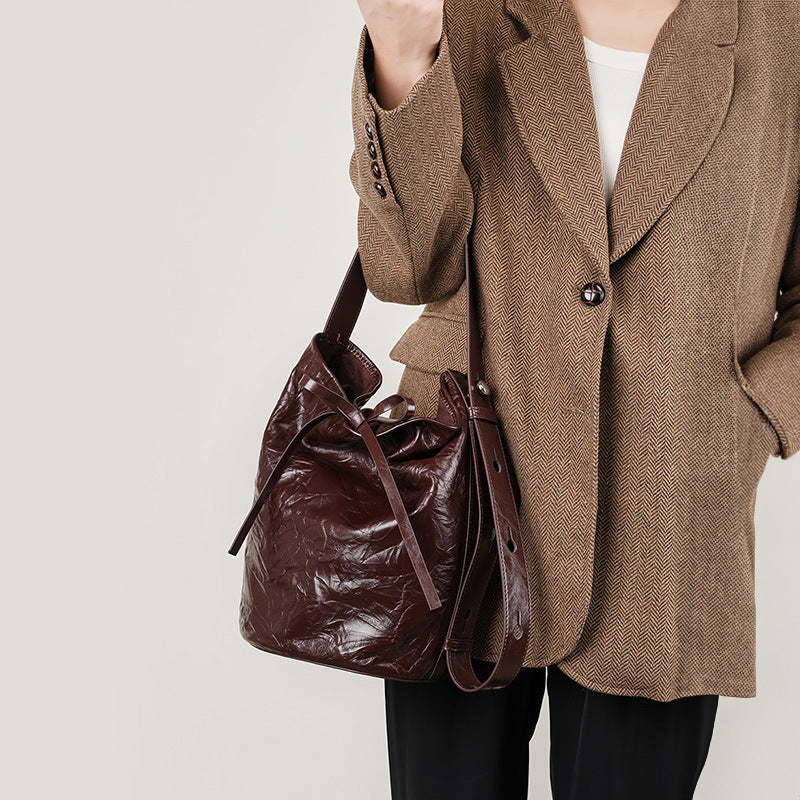 Women's Retro Classic Genuine Leather Fashion Clutch Shoulder Bags