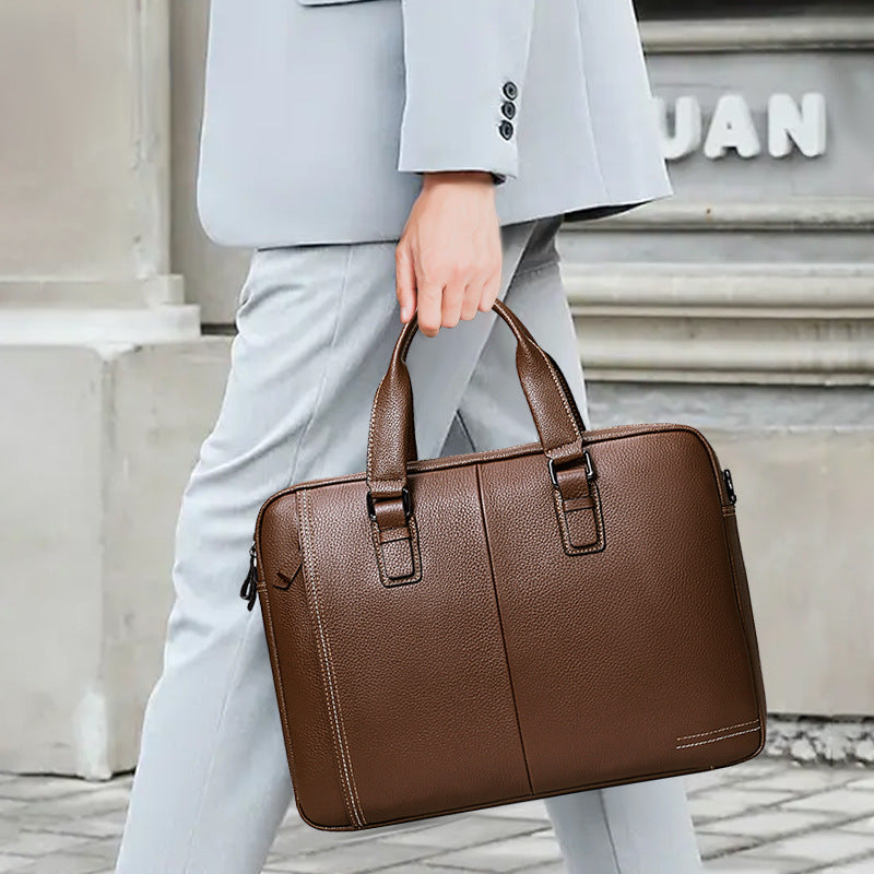 Men's Capacity First Layer Cowhide Business Fashion Men's Handbags
