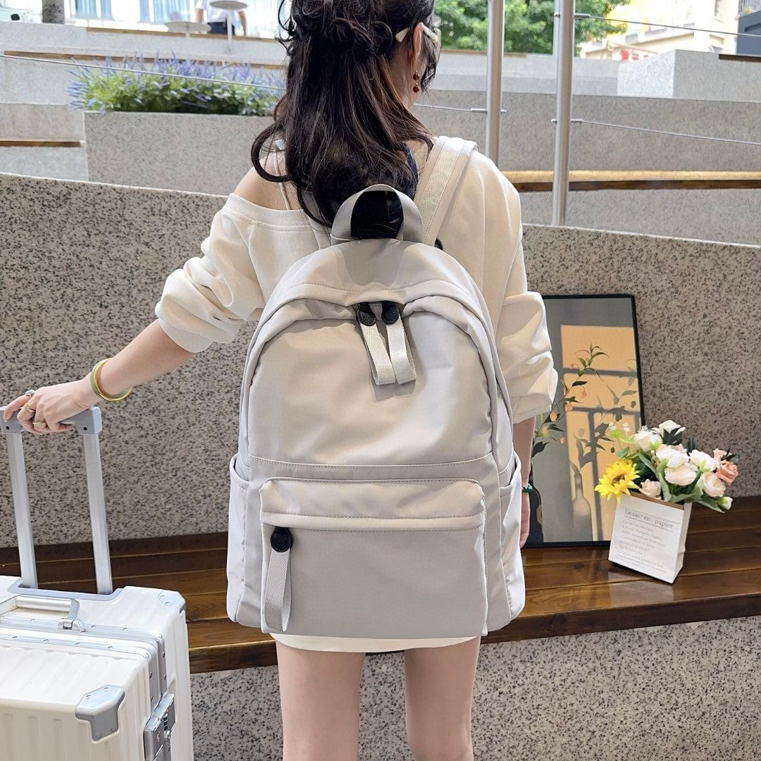 Female Junior High College Solid Color Minimalist Style Niche Middle School Students' Schoolbags