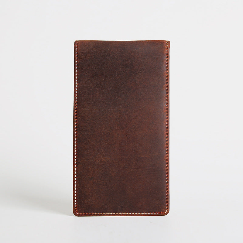 Women's & Men's First Layer Cowhide Multiple Slots Vintage Real Leather Long Card Holder
