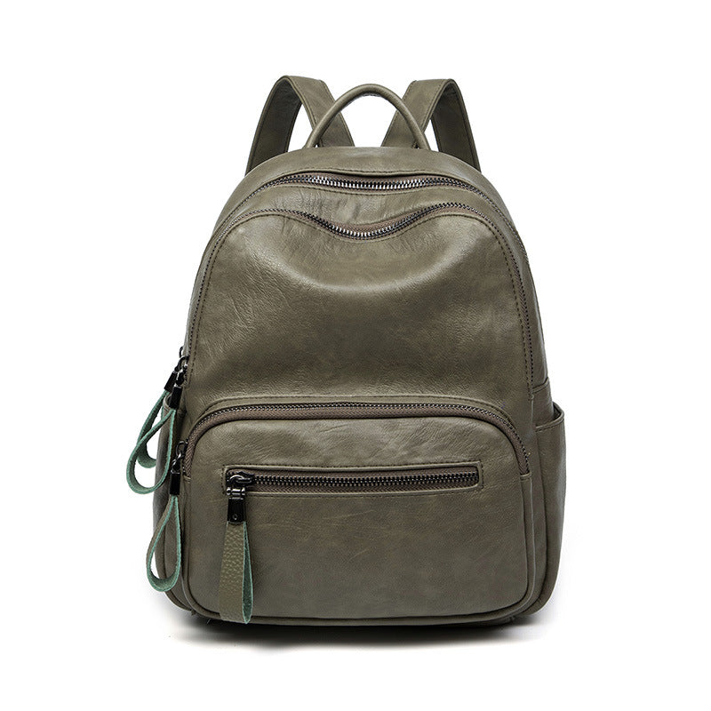 Women's Leather Fashionable Simple Texture Soft Lightweight Backpacks
