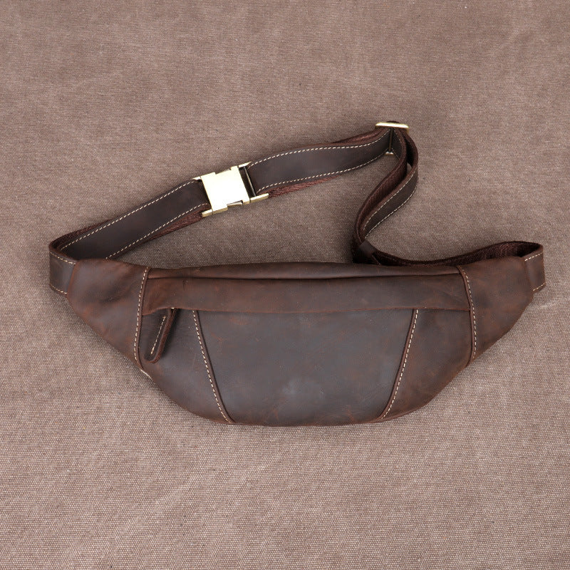 Men's Crazy Horse Leather Convenient Cowhide Men's Waist Packs