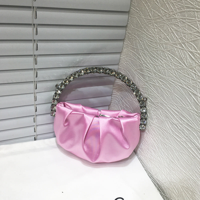 Round Diamond Pleated Dinner Niche Cloud Crossbody Bags