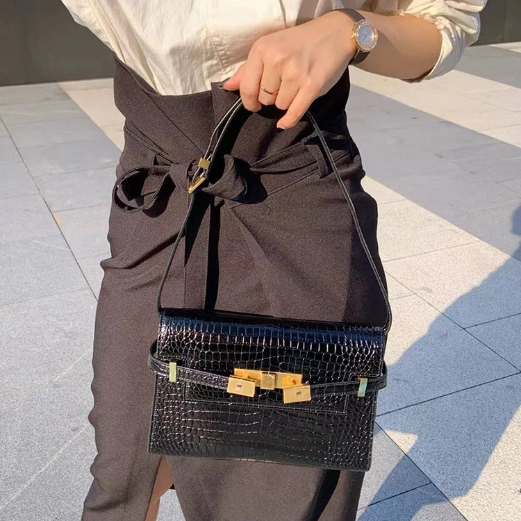 Women's Genuine Leather Cowhide Kelly Baguette Simple Shoulder Bags